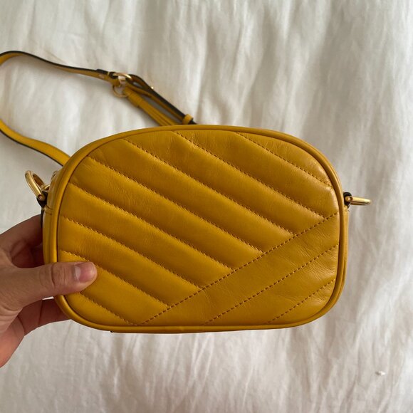 Tory Burch yellow Kira Small Chevron camera Crossbody bag - Picture 7 of 10
